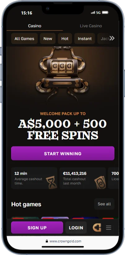 Crown Gold App on iOS